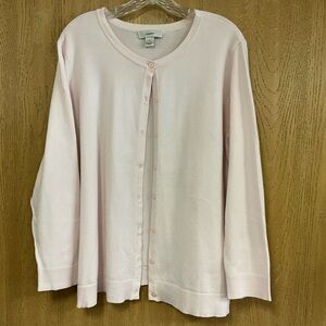 CJ Banks Blush Pink Button-Up Cardigan